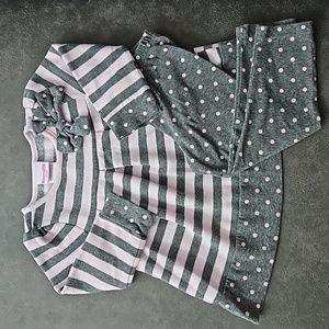 Nannette Kids 2T Polka Dot w/Stripes Top and Leggings Set Pink and Gray T13
